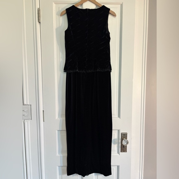 VTG Scott McClintock Dress Womens Black Velvet Gown Beading Goth Hoco  Size 8 - Picture 1 of 15